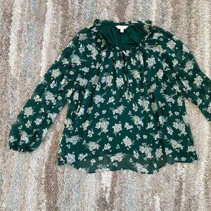 LC Lauren Conrad Women's XL Green Sheer Layered Blouse Shirt